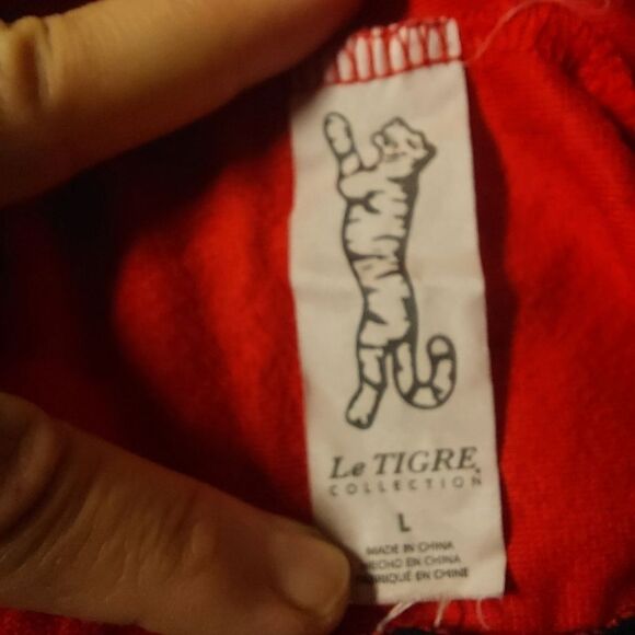 Le Tigre Mens L Black & Red Velour Embroidered Jacket - Picture 11 of 14